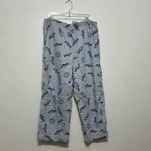 Life Is Good Trout All Over Print Blue Pajama Pants Adjustable Waist Mens Size L